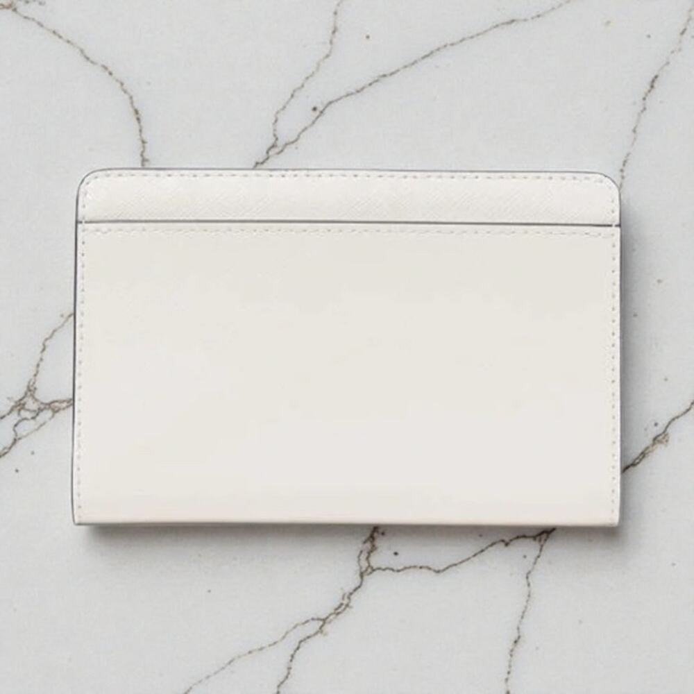 Kate Spade Perfect Plume Medium Peacock Leather Wallet White & Blue KH797 - Picture 3 of 3